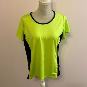 Full beauty sport scoop neck athletic shirt neon green and black size 14/16